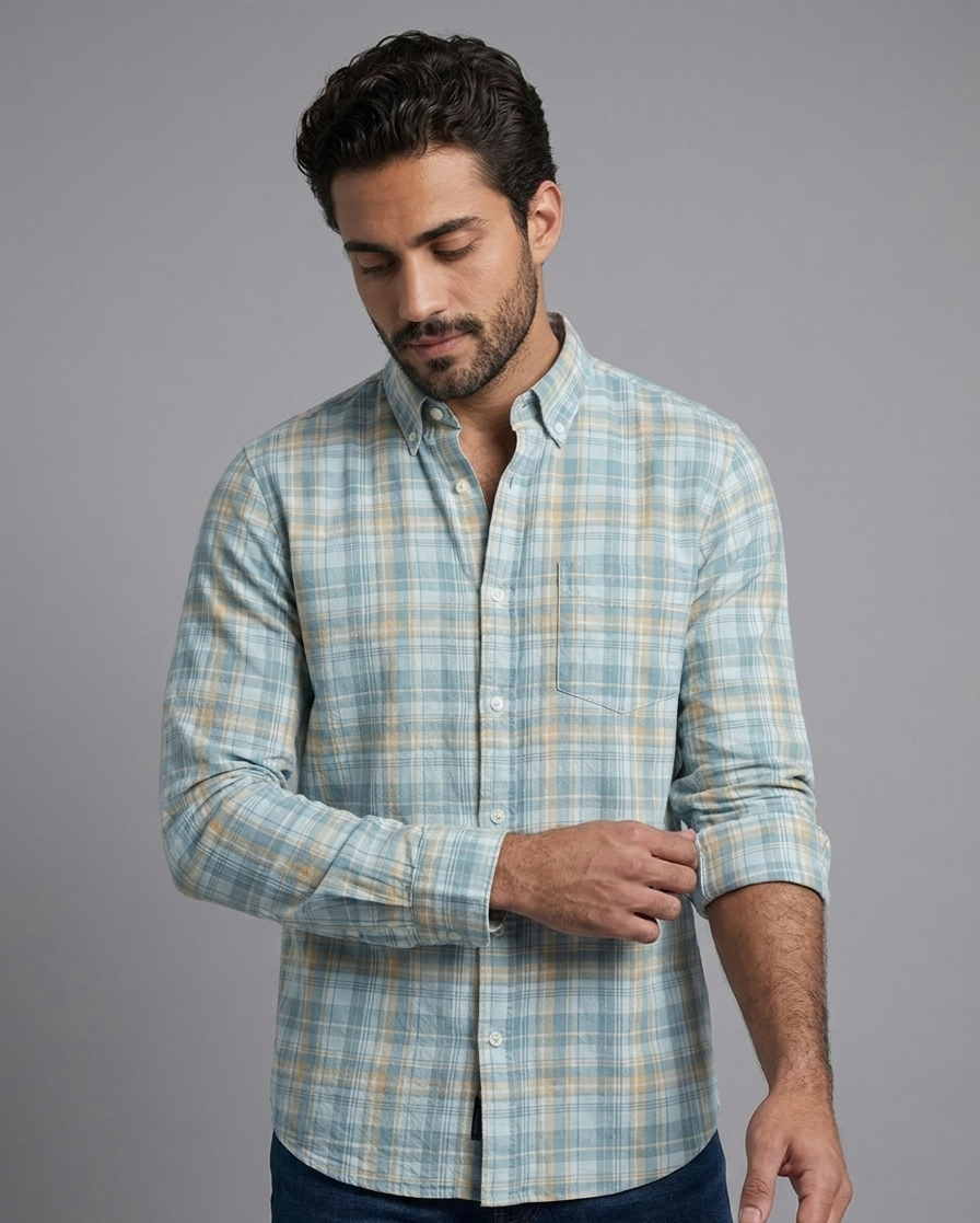 Sage Green Cotton Check Shirt