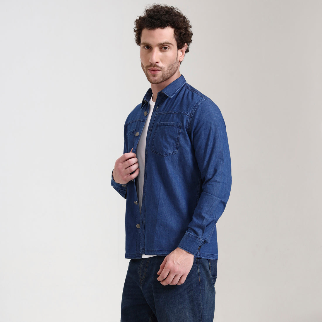 Regular Fit Iron Blue Denim Overshirt