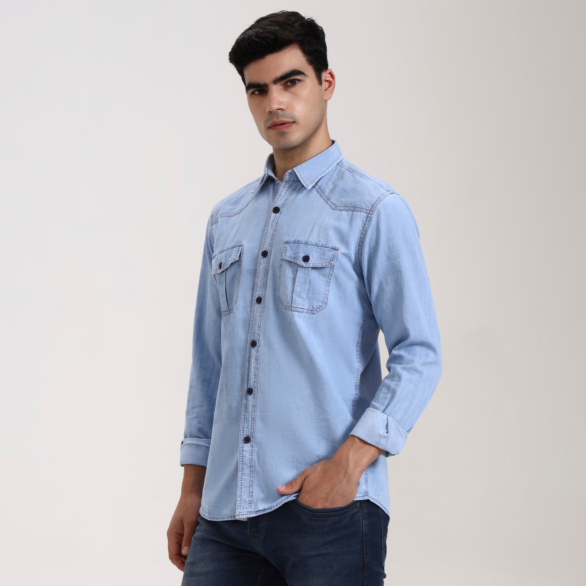 Regular Fit Aero Light Wash Denim Shirt