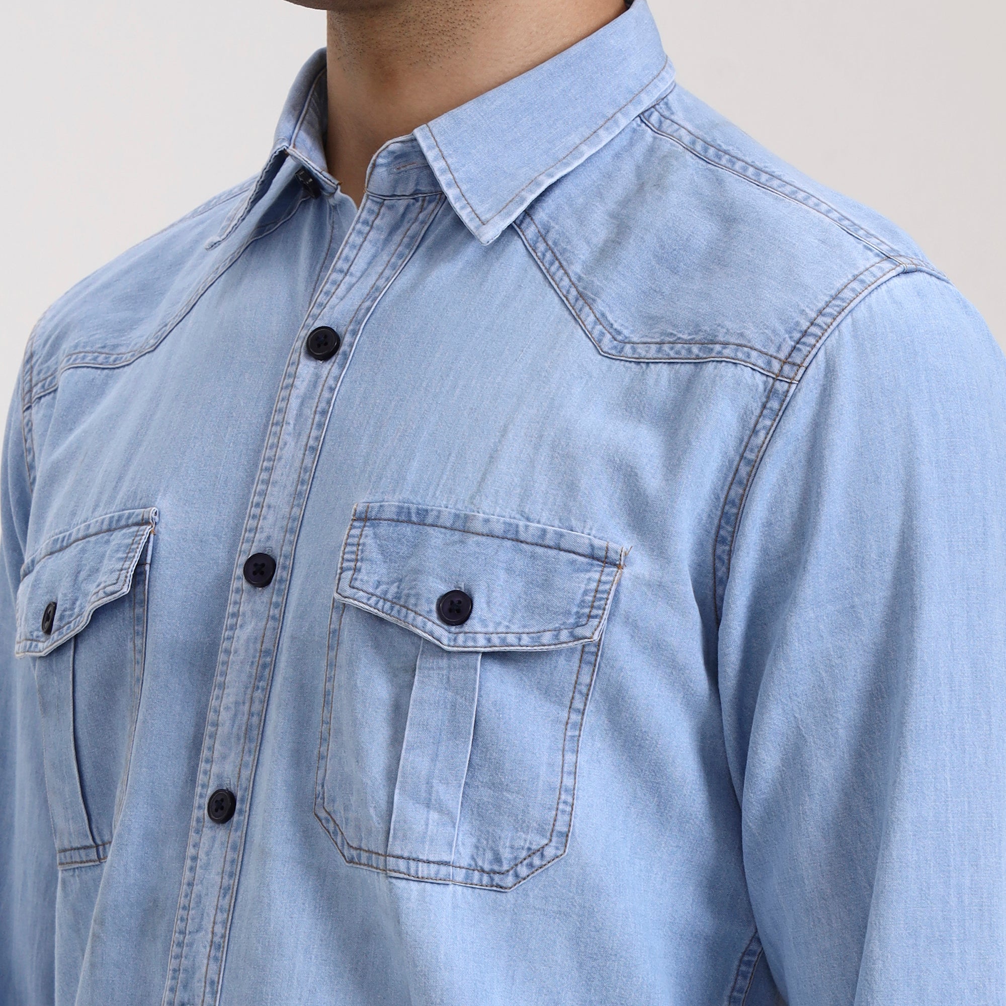 Regular Fit Aero Light Wash Denim Shirt