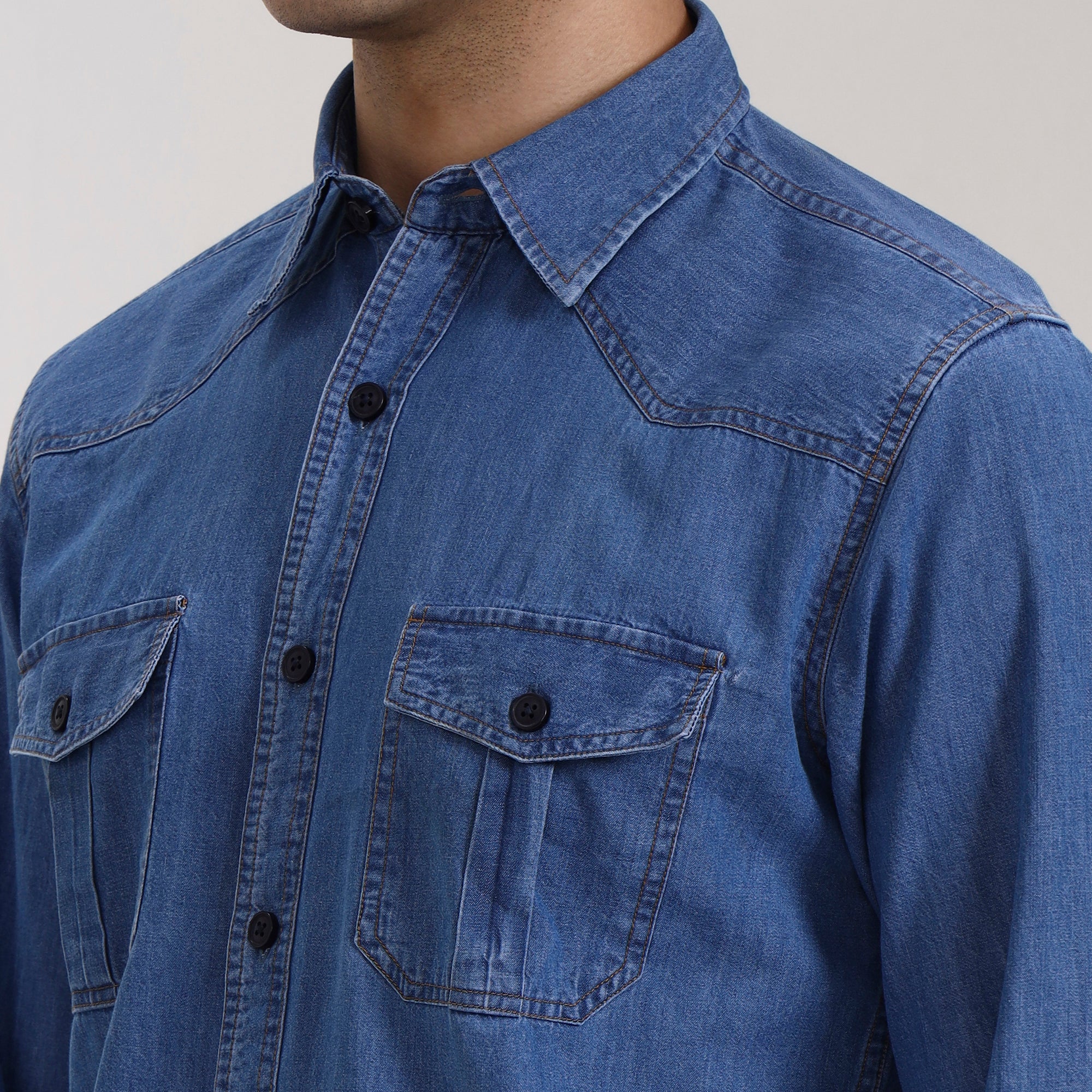 Regular Fit Glacier Blue Denim Shirt
