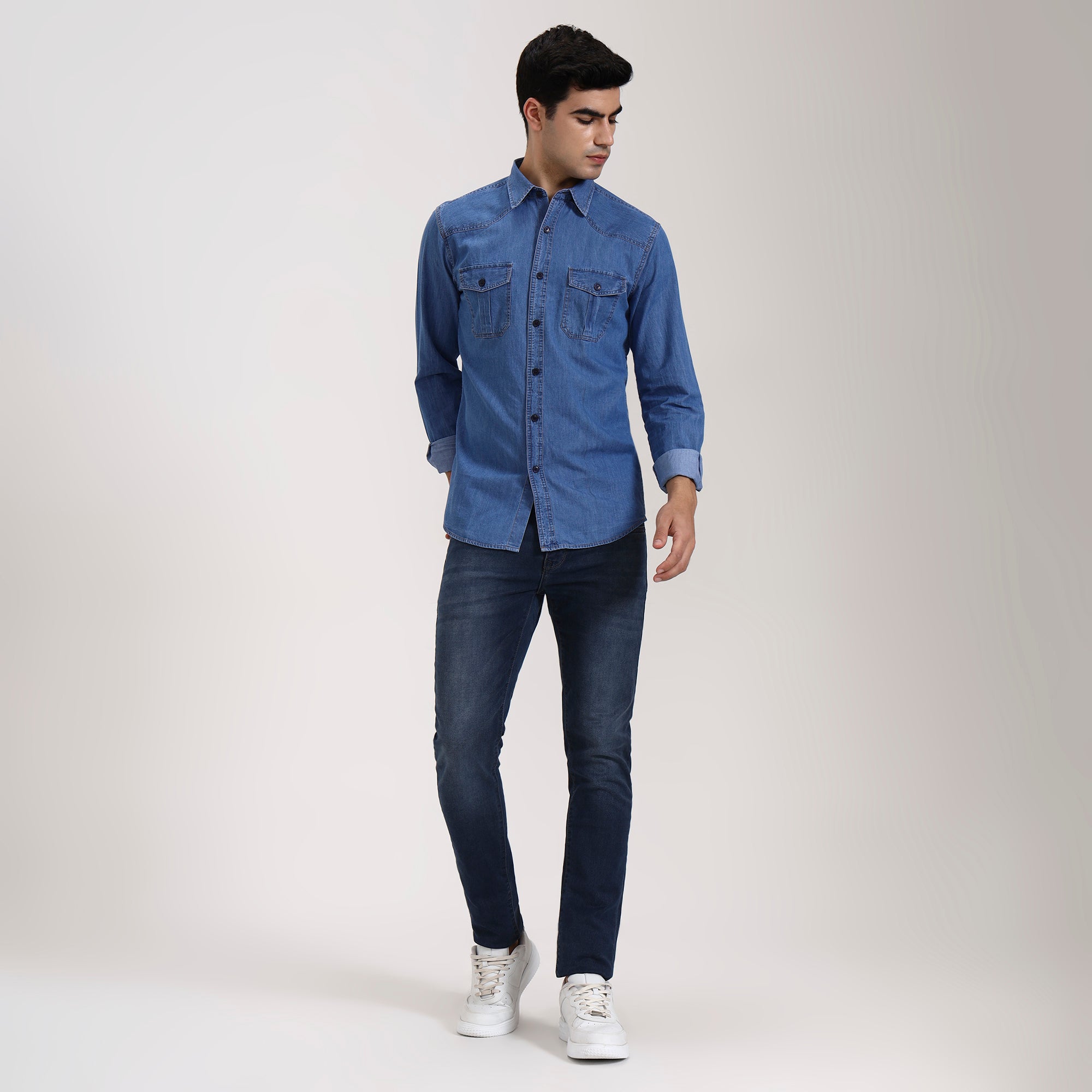 Regular Fit Glacier Blue Denim Shirt