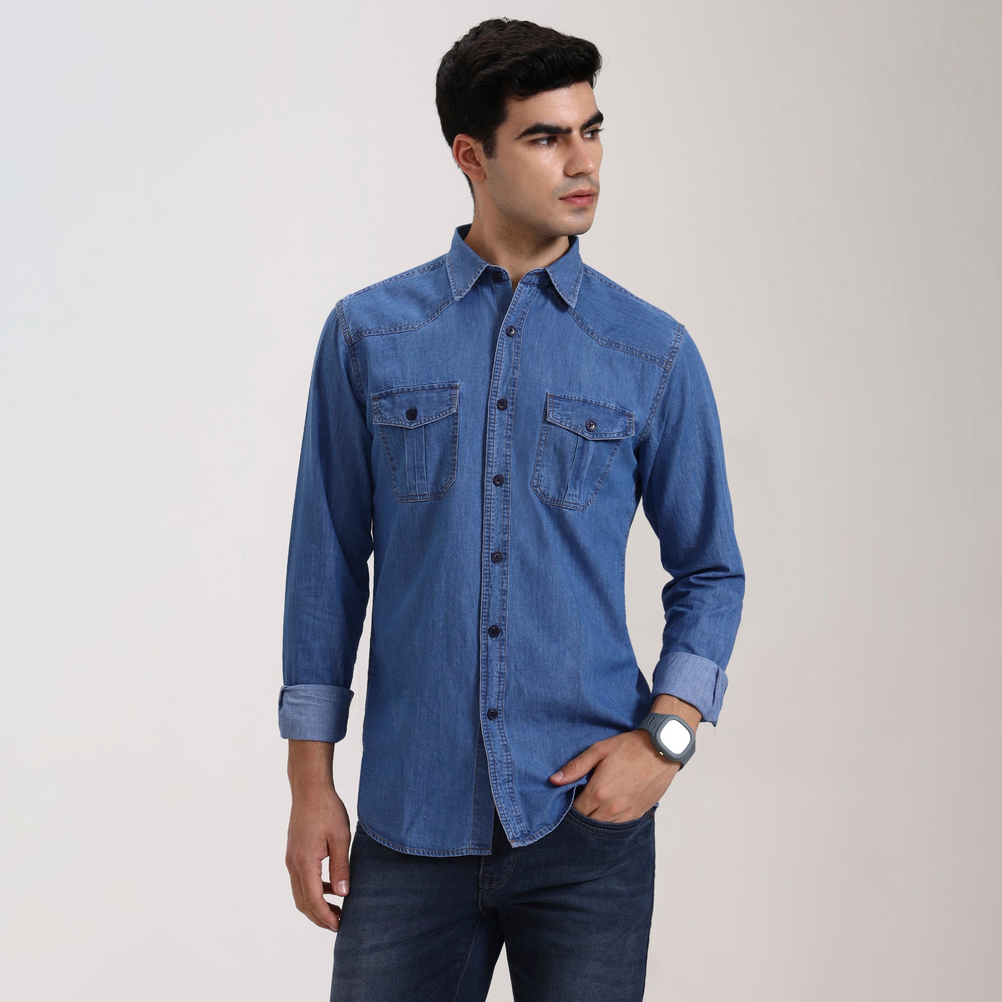 Regular Fit Glacier Blue Denim Shirt