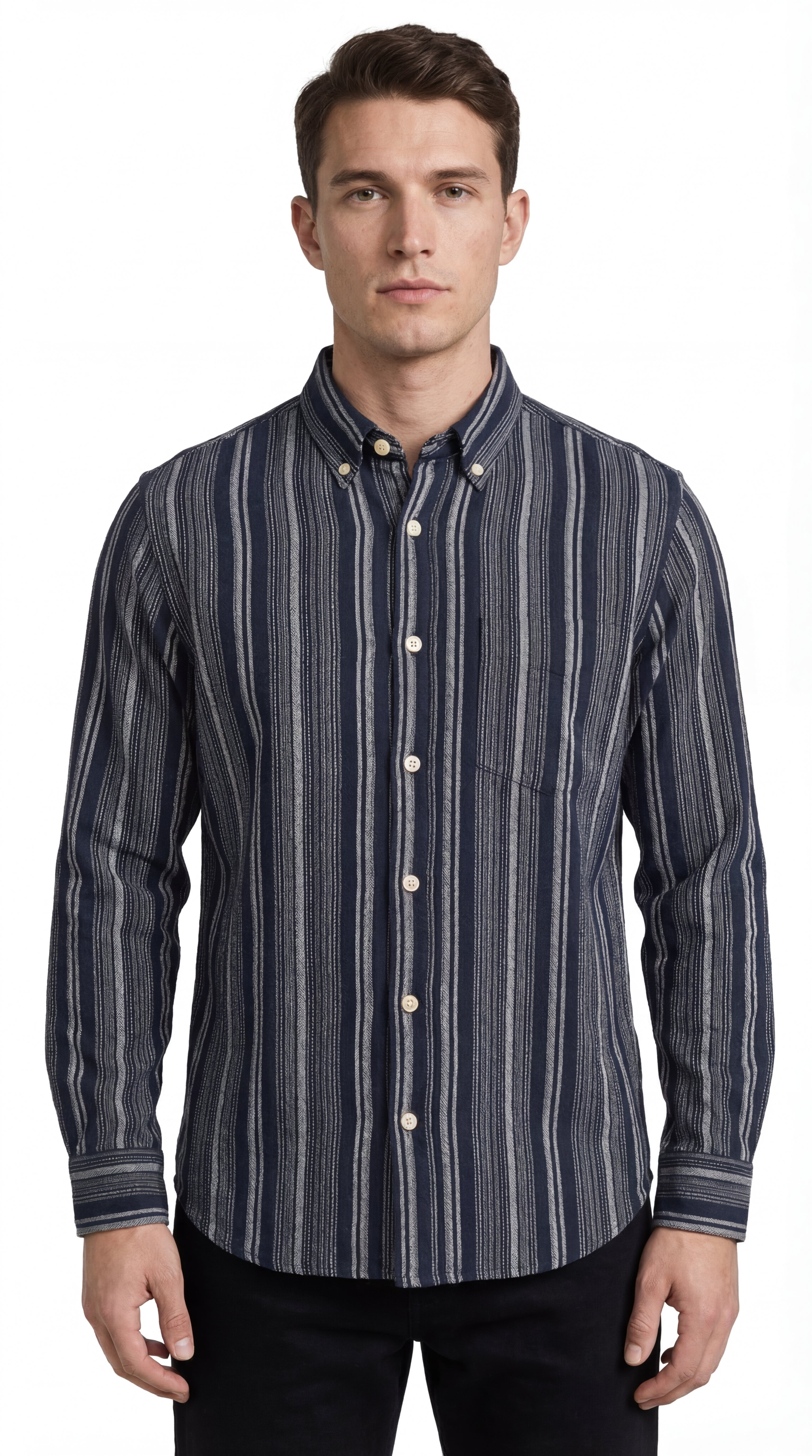 Navy striped cotton shirt
