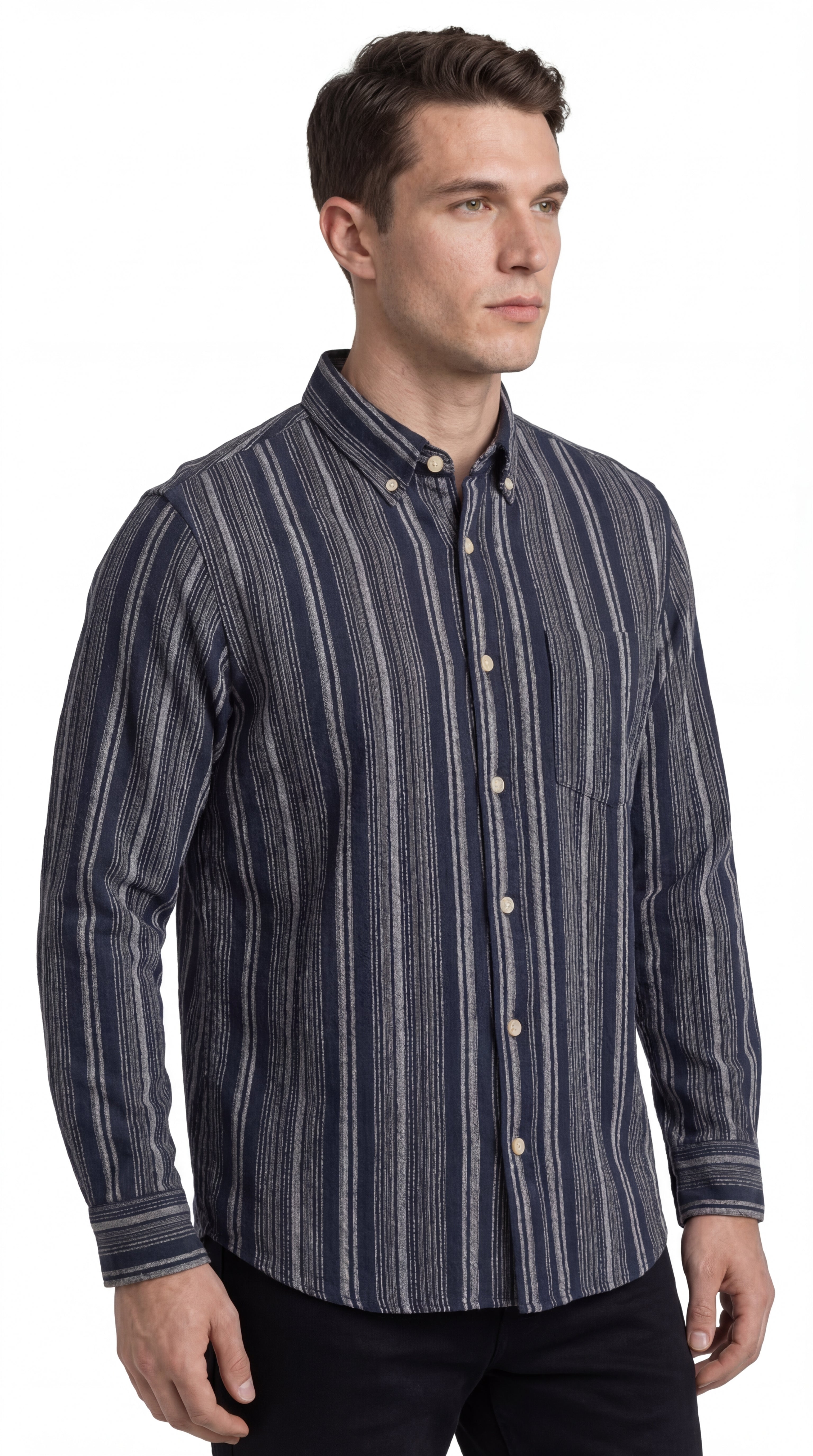 Navy striped cotton shirt