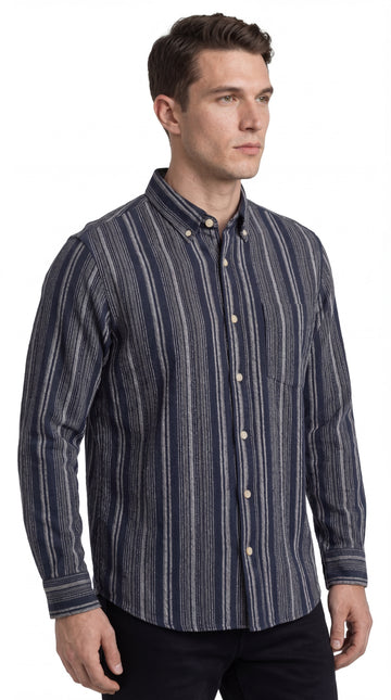 Navy striped cotton shirt