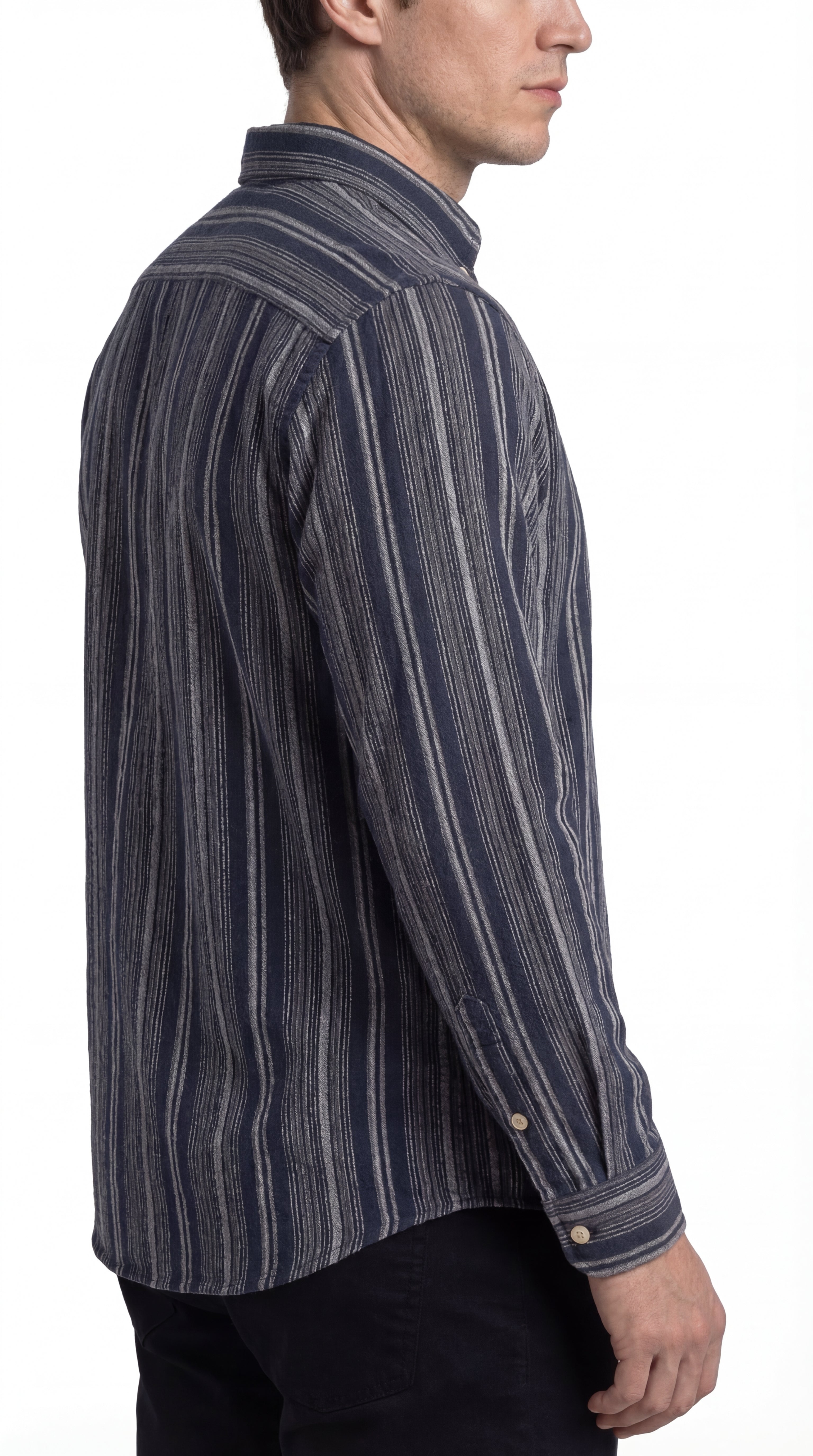 Navy striped cotton shirt