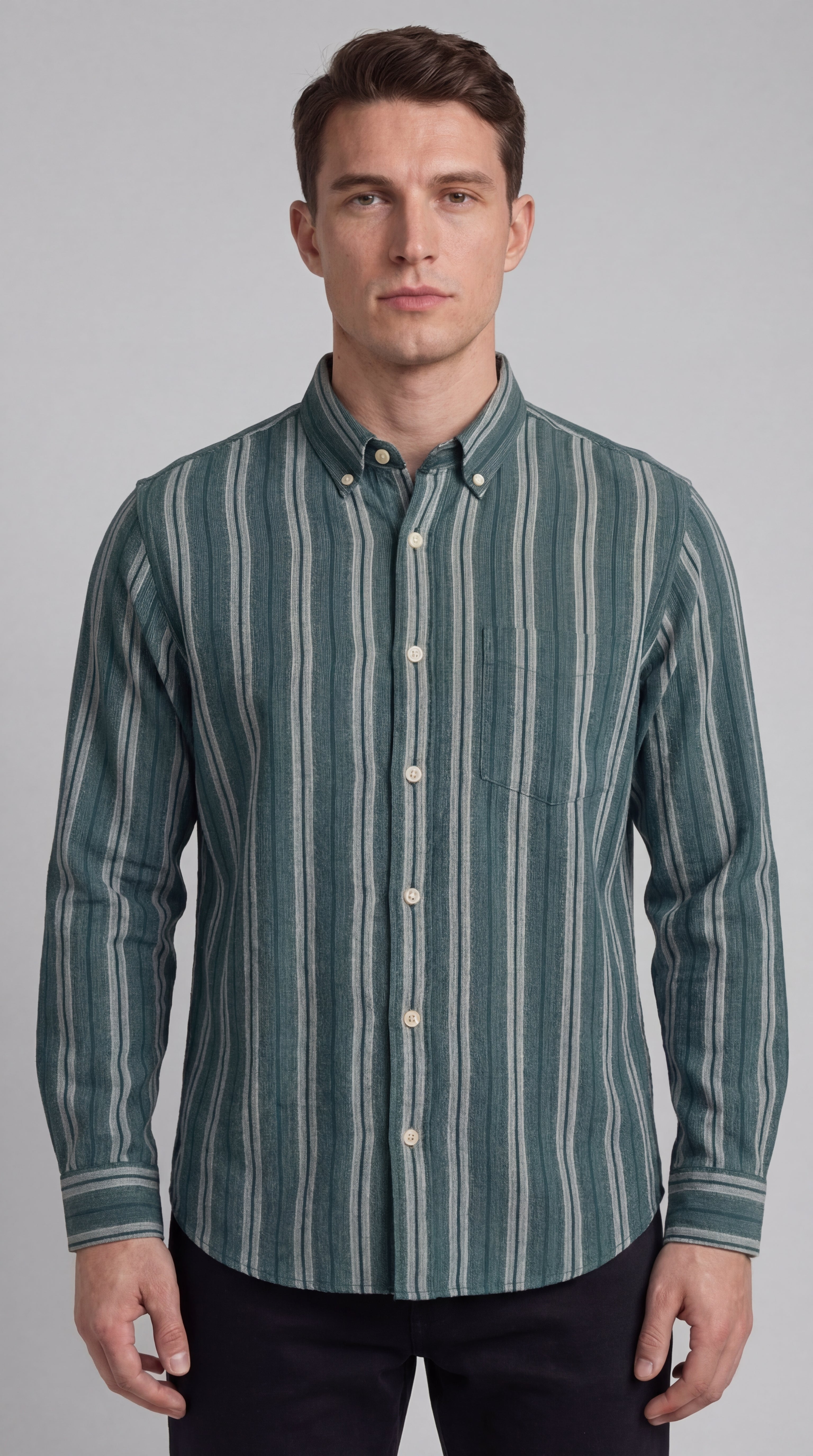 Green stripe shirt for men
