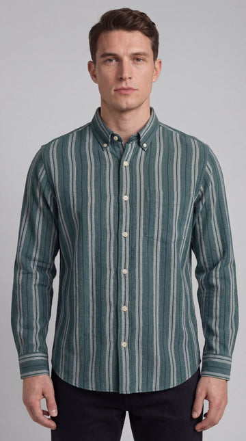 Green stripe shirt for men