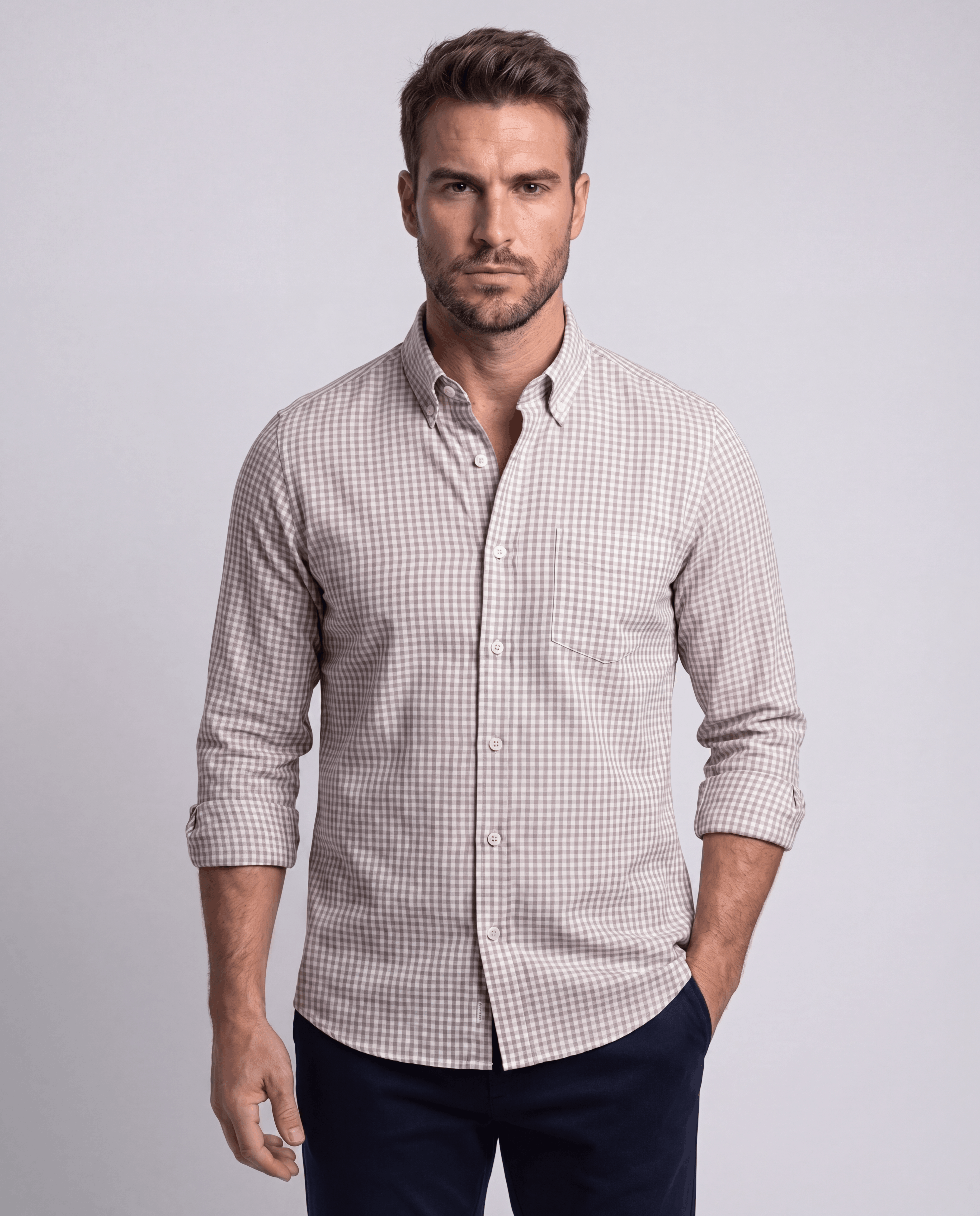 Pastel Pink White Micro Check Shirt