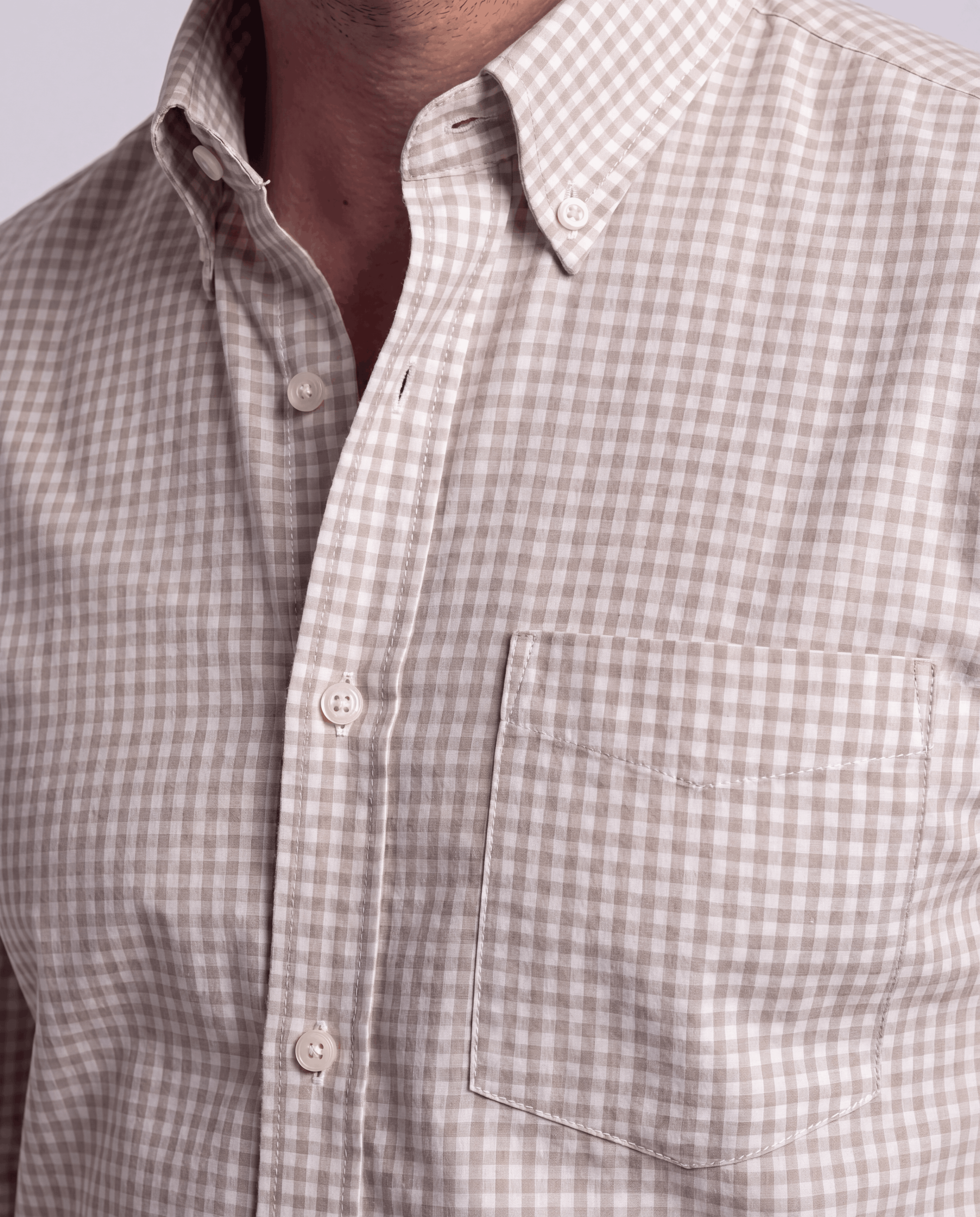 Beige  White Micro Check Shirt