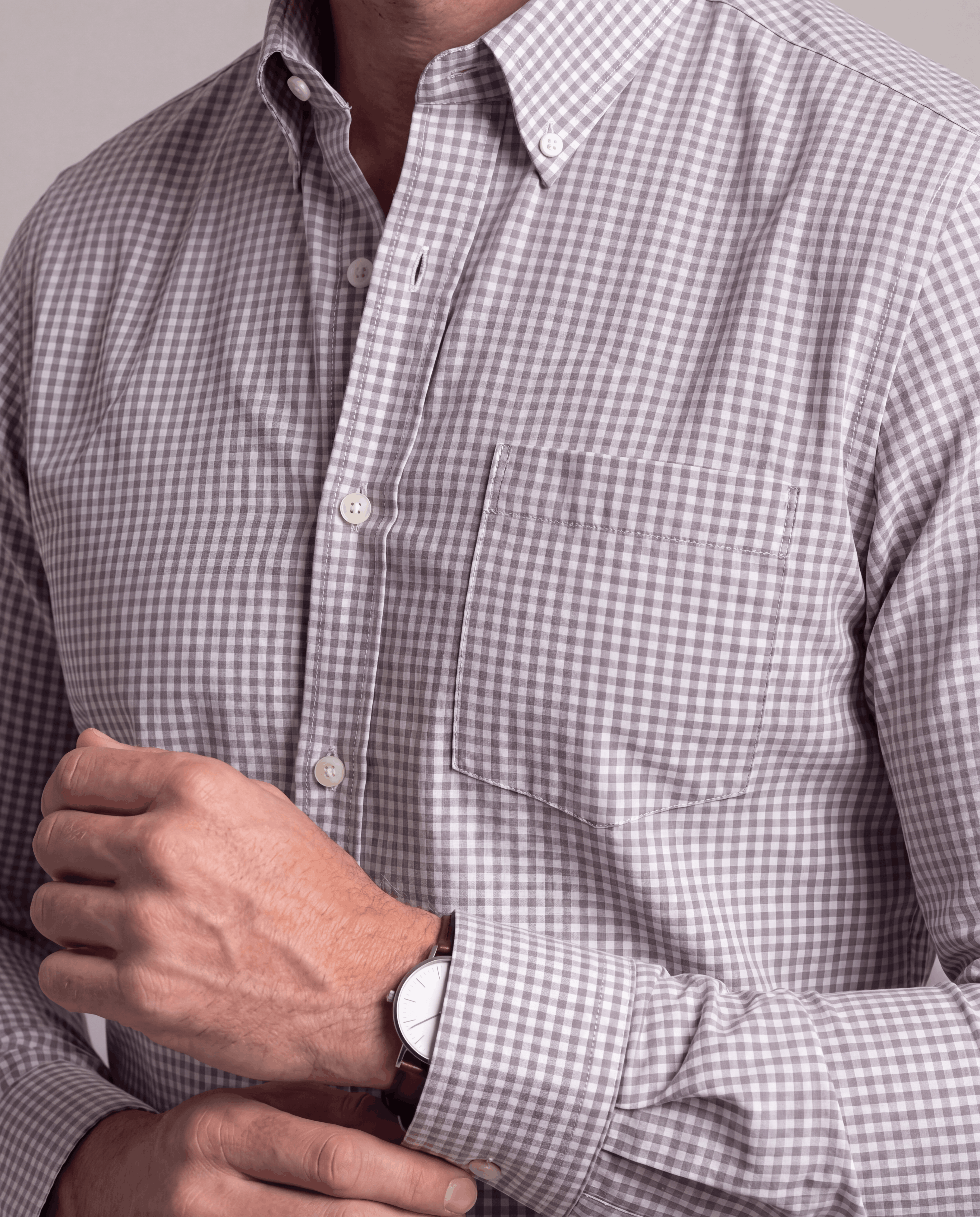 White Grey Micro Check Shirt